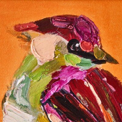 WV Gemälde Bild BIRDY Acryl auf Leinwand | verschiedene Farben orange