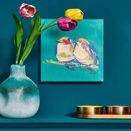 WV Gemälde Bild BIRDY Acryl auf Leinwand | verschiedene Farben türkis