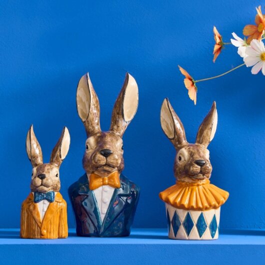 WV Hasenbüste mit Fliege groß Osterdeko | blau orange