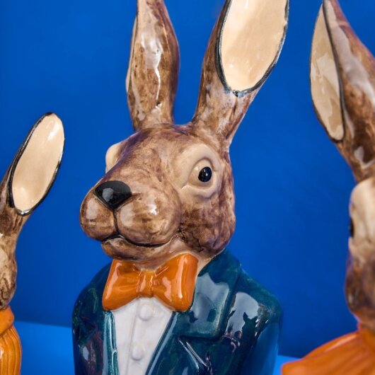 WV Hasenbüste mit Fliege groß Osterdeko | blau orange