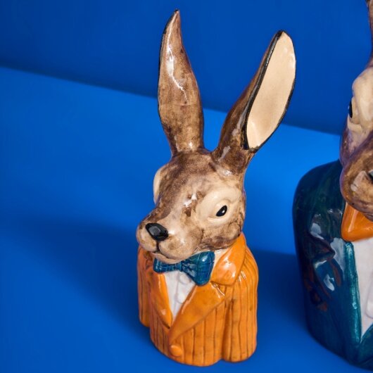 WV Hasenbüste mit Fliege klein Osterdeko | orange blau