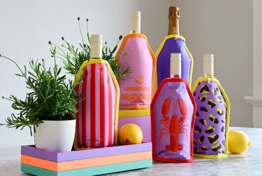 GIFTY Kühlmanschette Weinkühler, Streifen | rot rosa gelb