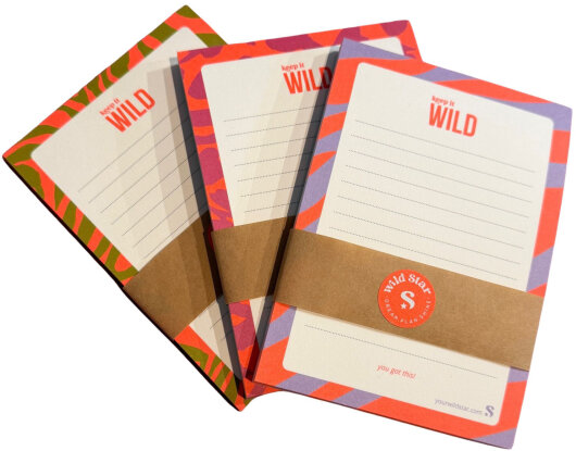 Wild Star Notizblock | Zebradesign olive orange
