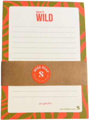 Wild Star Notizblock | Zebradesign olive orange