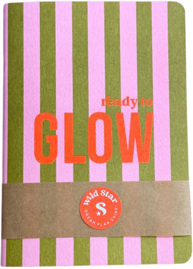 Wild Star Notizbuch "GLOW" A6 | Streifen flieder olive