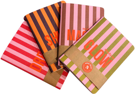 Wild Star Notizbuch "DREAM" A6 | Streifen rosa rot