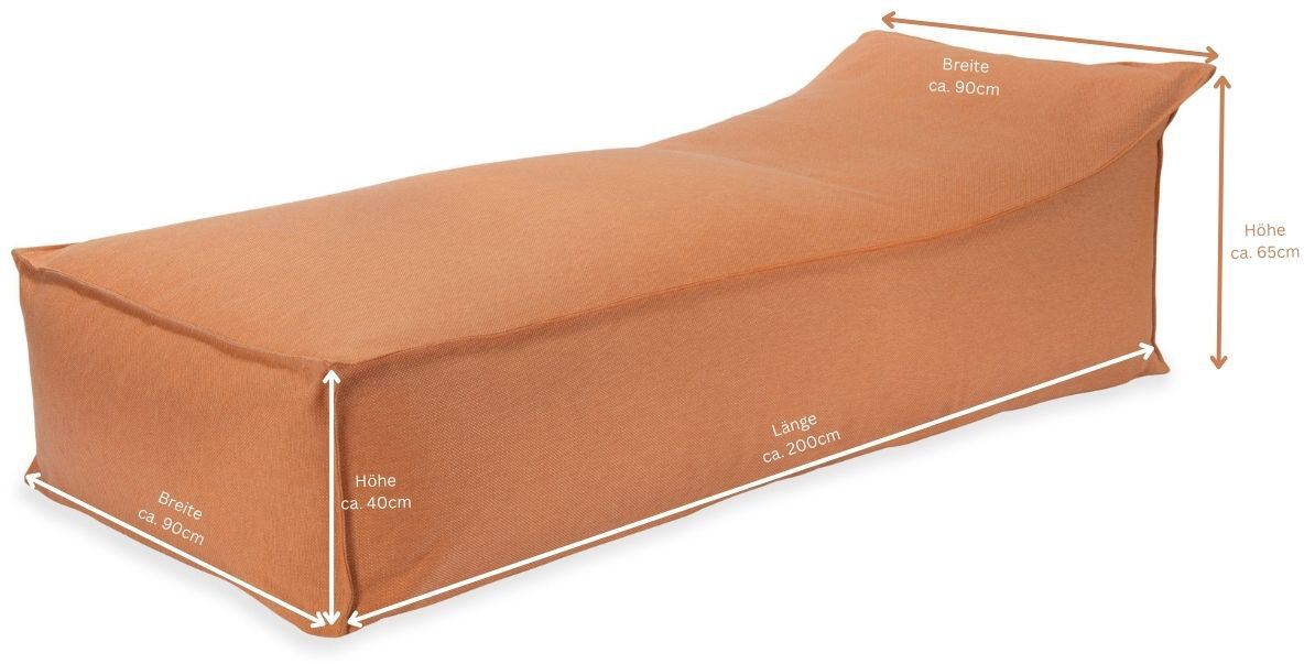 H.O.C.K. Darleen Outdoor Daybed ca. 200x90x40cm (Rückenhöhe ca. 65cm) SAZU Orange