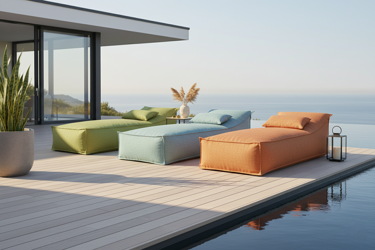H.O.C.K. Darleen Outdoor Daybed ca. 200x90x40cm (Rückenhöhe ca. 65cm) SAZU Aqua-Türkis