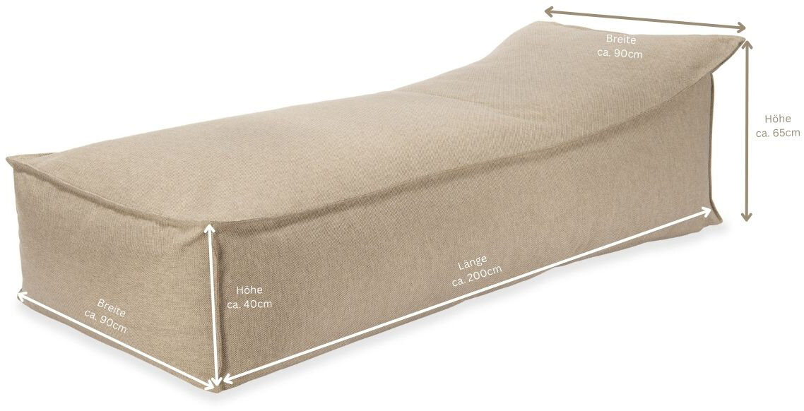 H.O.C.K. Darleen Outdoor Daybed ca. 200x90x40cm (Rückenhöhe ca. 65cm) SAZU Beige-Taupe