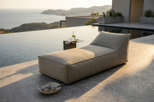 H.O.C.K. Darleen Outdoor Daybed ca. 200x90x40cm (Rückenhöhe ca. 65cm) SAZU Beige-Taupe