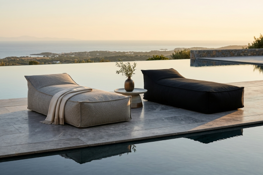 H.O.C.K. Darleen Outdoor Daybed ca. 200x90x40cm (Rückenhöhe ca. 65cm) SAZU Beige-Taupe