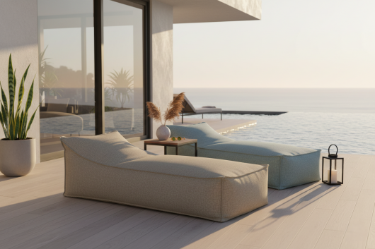 H.O.C.K. Darleen Outdoor Daybed ca. 200x90x40cm (Rückenhöhe ca. 65cm) SAZU Beige-Taupe