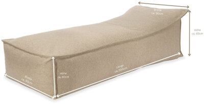 H.O.C.K. Darleen Outdoor Daybed ca. 200x90x40cm (Rückenhöhe ca. 65cm) SAZU Beige-Taupe
