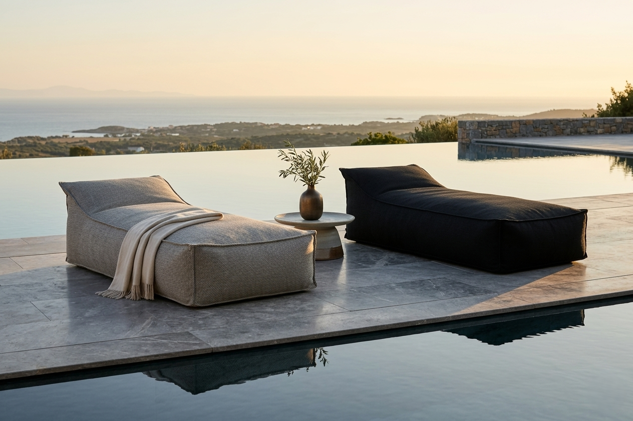 H.O.C.K. Darleen Outdoor Daybed ca. 200x90x40cm (Rückenhöhe ca. 65cm) SAZU Anthrazit-Schwarz