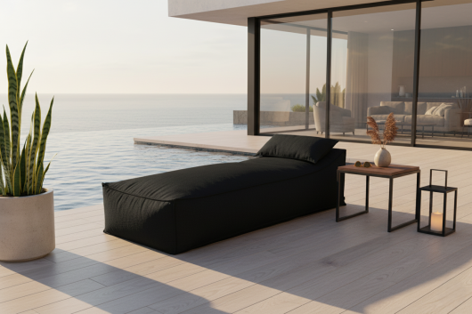 H.O.C.K. Darleen Outdoor Daybed ca. 200x90x40cm (Rückenhöhe ca. 65cm) SAZU Anthrazit-Schwarz