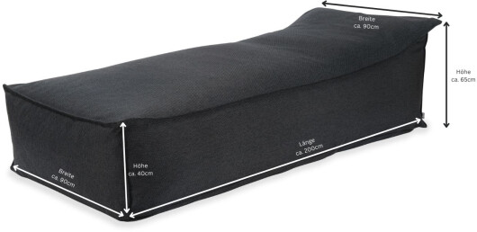 H.O.C.K. Darleen Outdoor Daybed ca. 200x90x40cm (Rückenhöhe ca. 65cm) SAZU Anthrazit-Schwarz