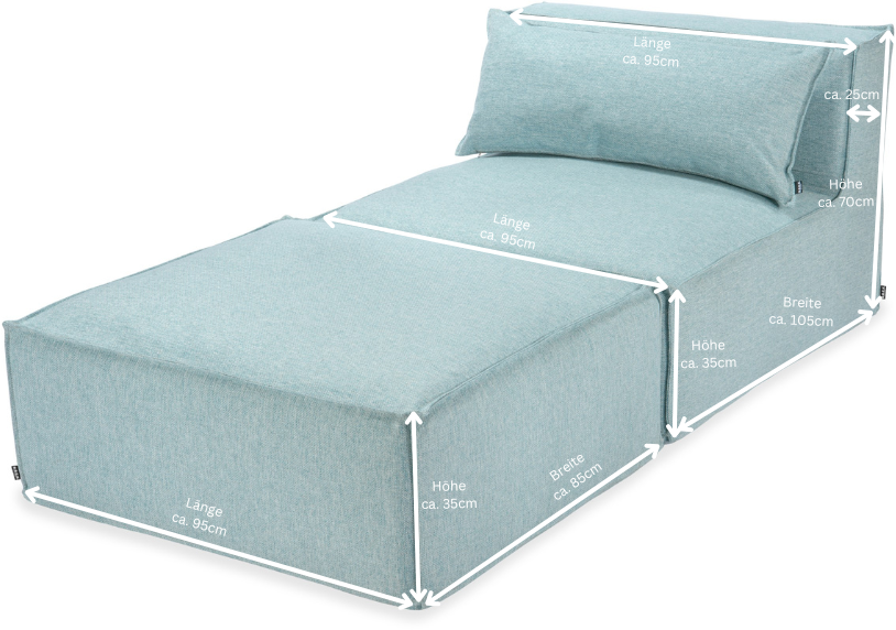 H.O.C.K. Zola Outdoor Lounge Sessel ca. 105x95x35cm (Rückenhöhe ca. 70 cm) SAZU Aqua-Türkis