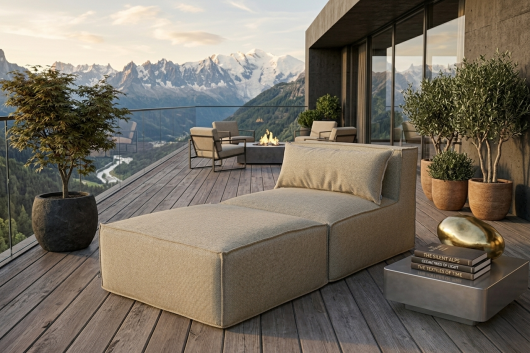 H.O.C.K. Zola Outdoor Lounge Sessel ca. 105x95x35cm (Rückenhöhe ca. 70 cm) SAZU Beige-Taupe