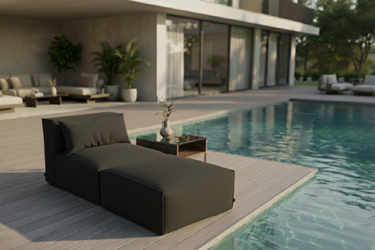 H.O.C.K. Zola Outdoor Lounge Sessel ca. 105x95x35cm (Rückenhöhe ca. 70 cm) SAZU Anthrazit-Schwarz