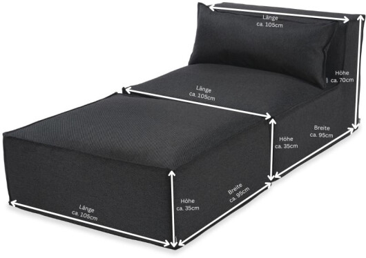 H.O.C.K. Zola Outdoor Lounge Sessel ca. 105x95x35cm (Rückenhöhe ca. 70 cm) SAZU Anthrazit-Schwarz