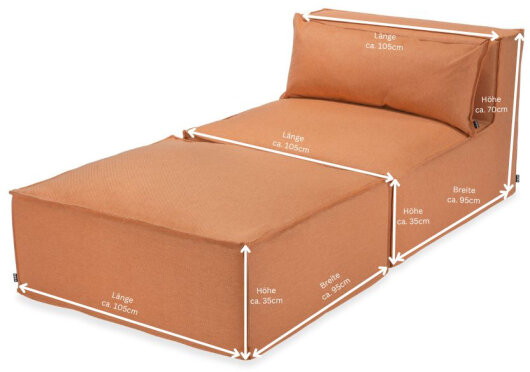 H.O.C.K. Zola Outdoor Hocker Fussteil ca. 95x85x35cm SAZU Orange