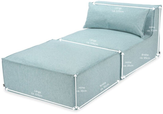 H.O.C.K. Zola Outdoor Hocker Fussteil ca. 95x85x35cm SAZU Aqua-Türkis