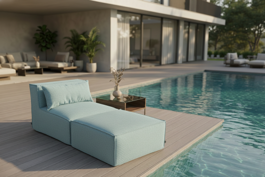 H.O.C.K. Zola Outdoor Hocker Fussteil ca. 95x85x35cm SAZU Aqua-Türkis