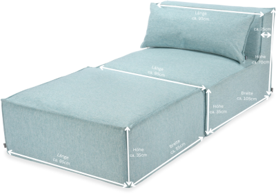 H.O.C.K. Zola Outdoor Hocker Fussteil ca. 95x85x35cm SAZU Aqua-Türkis