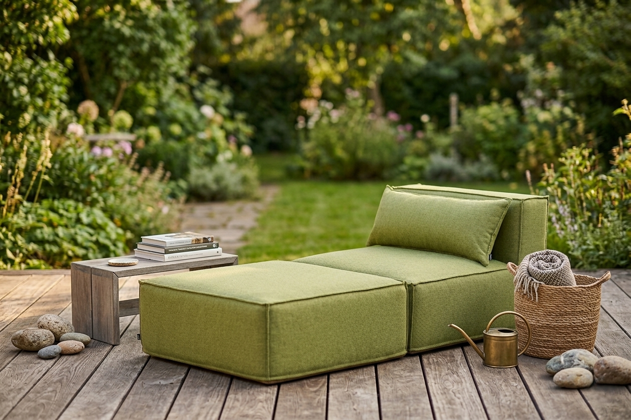 H.O.C.K. Zola Outdoor Hocker Fussteil ca. 95x85x35cm SAZU Lime-Green
