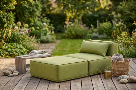 H.O.C.K. Zola Outdoor Hocker Fussteil ca. 95x85x35cm SAZU Lime-Green