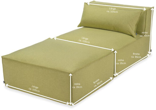 H.O.C.K. Zola Outdoor Hocker Fussteil ca. 95x85x35cm SAZU Lime-Green