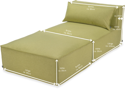 H.O.C.K. Zola Outdoor Hocker Fussteil ca. 95x85x35cm SAZU Lime-Green