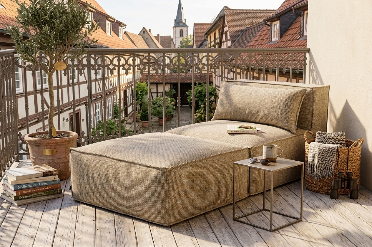 H.O.C.K. Zola Outdoor Hocker Fussteil ca. 95x85x35cm SAZU Beige-Taupe