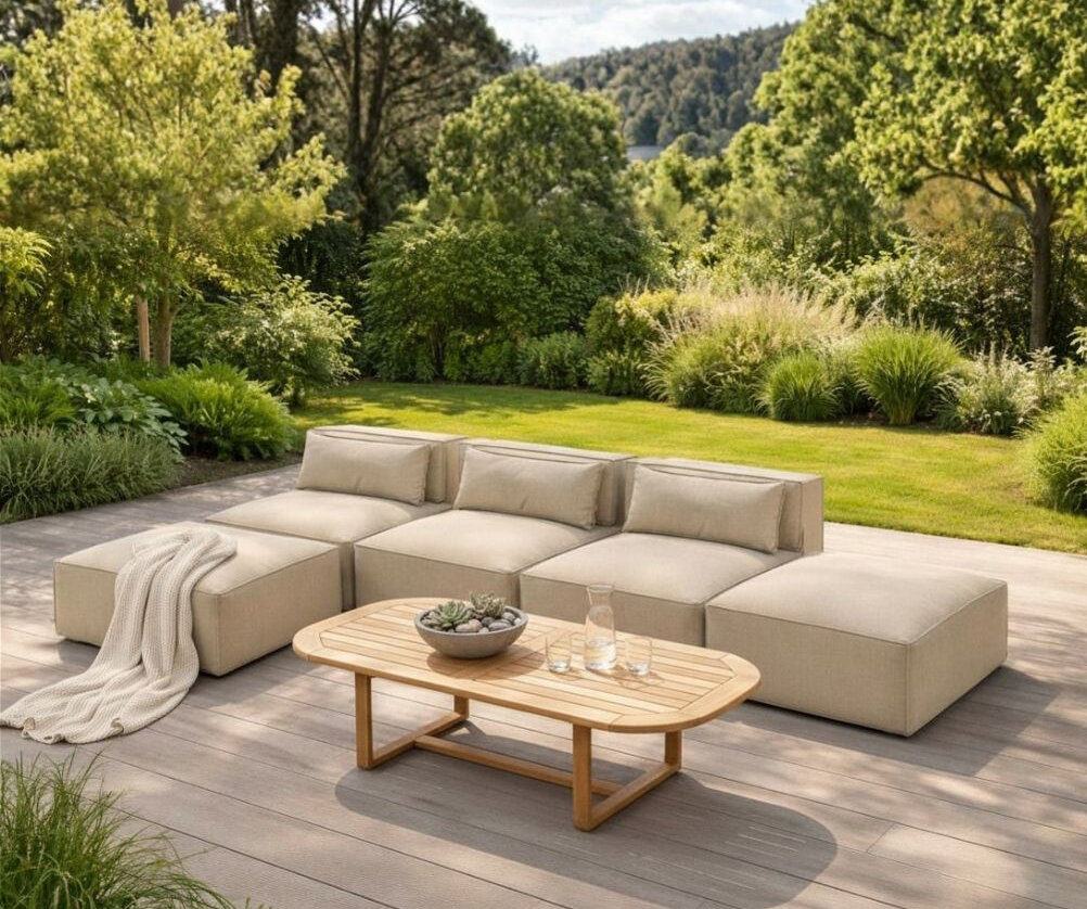 H.O.C.K. Zola Outdoor Hocker Fussteil ca. 95x85x35cm SAZU Beige-Taupe