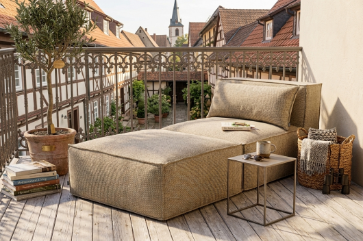 H.O.C.K. Zola Outdoor Hocker Fussteil ca. 95x85x35cm SAZU Beige-Taupe