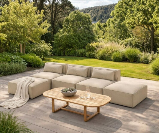 H.O.C.K. Zola Outdoor Hocker Fussteil ca. 95x85x35cm SAZU Beige-Taupe