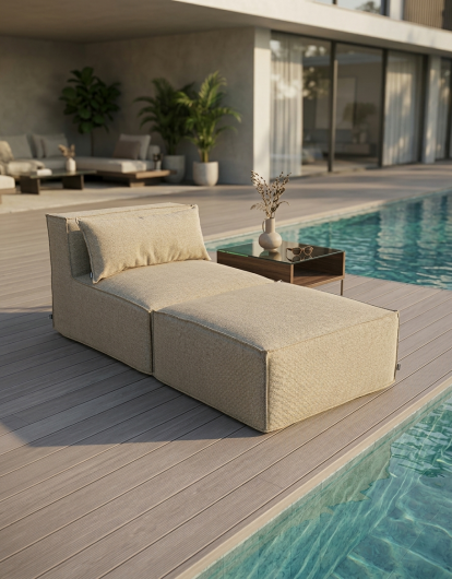H.O.C.K. Zola Outdoor Hocker Fussteil ca. 95x85x35cm SAZU Beige-Taupe