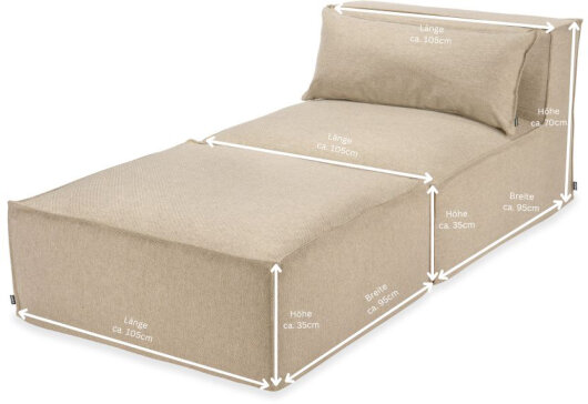 H.O.C.K. Zola Outdoor Hocker Fussteil ca. 95x85x35cm SAZU Beige-Taupe