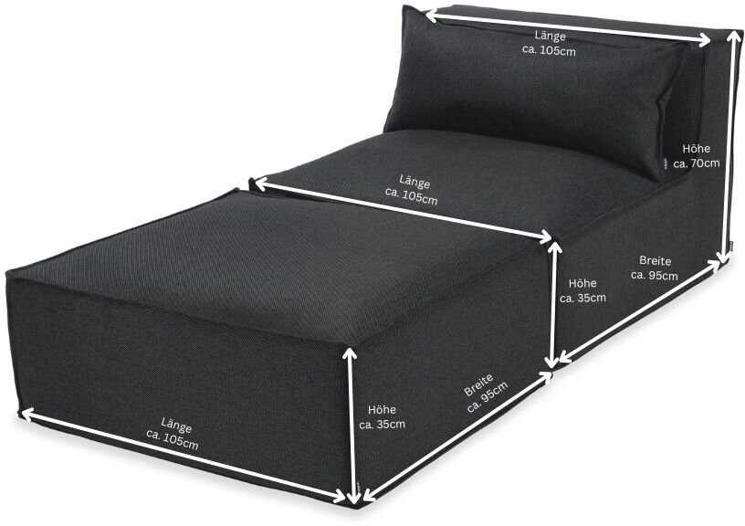 H.O.C.K. Zola Outdoor Hocker Fussteil ca. 95x85x35cm SAZU Anthrazit-Schwarz