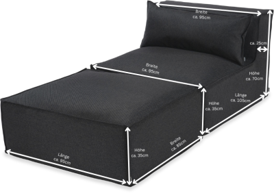 H.O.C.K. Zola Outdoor Hocker Fussteil ca. 95x85x35cm SAZU Anthrazit-Schwarz