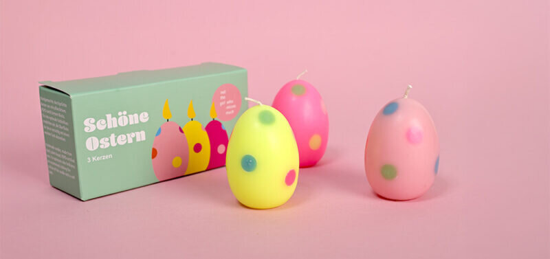 NTG Kerze Osterset 3 Ei-Kerzen | rosa, neon-pink, neon-gelb
