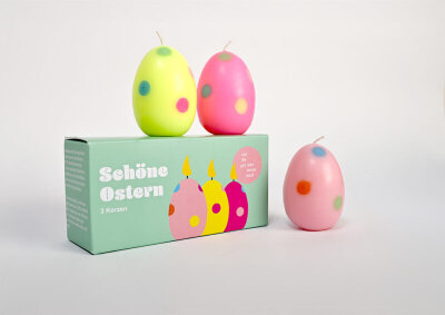 NTG Kerze Osterset 3 Ei-Kerzen | rosa, neon-pink, neon-gelb