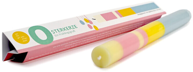 NTG Kerze Osterkerze "Ein Frühlingsgruß" blau, gelb, rosa