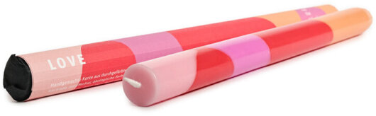 NTG Kerze schmal extralang "LOVE" rot, rosa