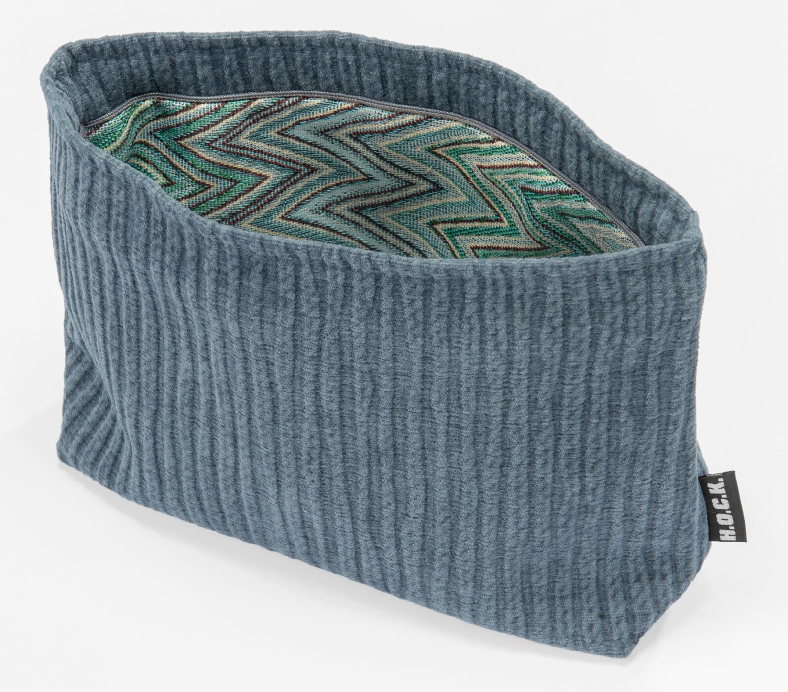H.O.C.K. Kosmetiktasche COSIMA Kulturbeutel schmaler Cord Jonny jeansblau