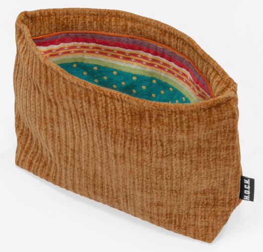 H.O.C.K. Kosmetiktasche COSIMA Kulturbeutel schmaler Cord Jonny golden Cognac