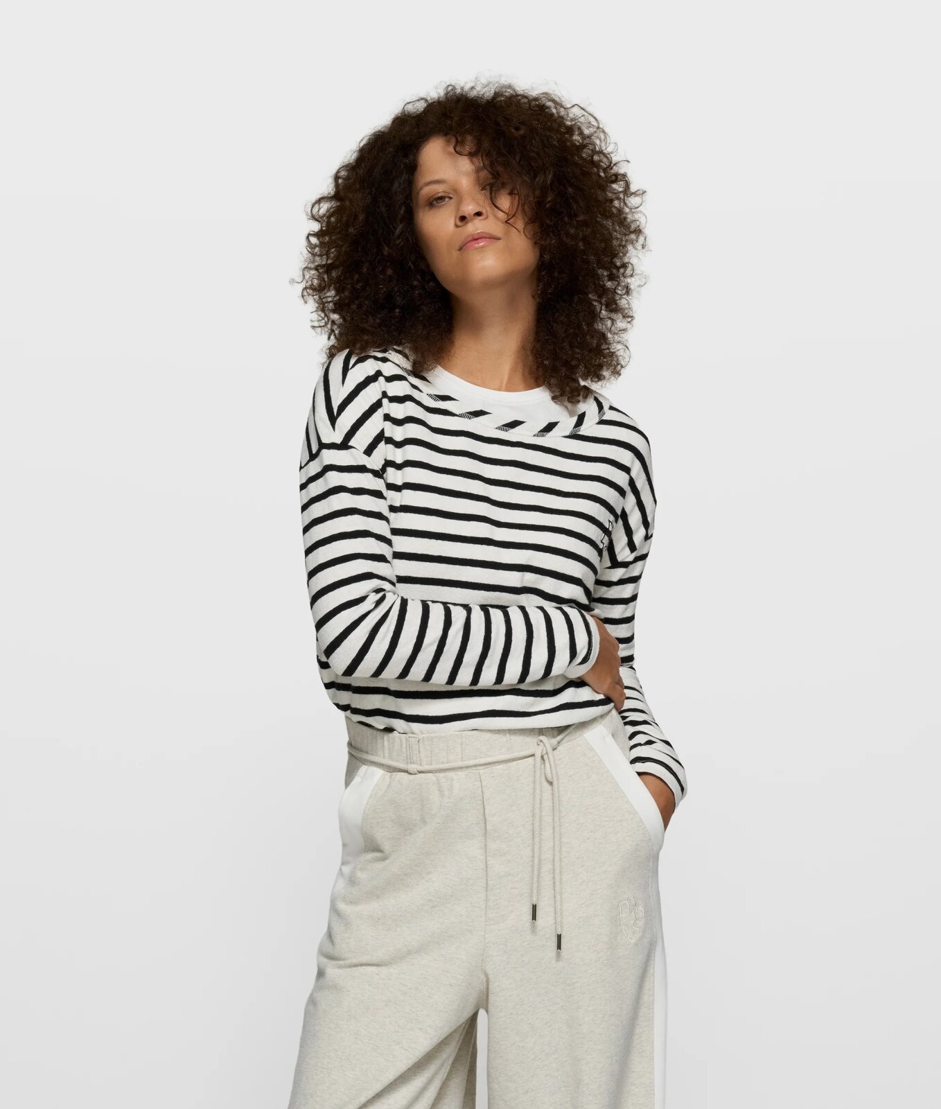 N.Y.A. | 10Days Longsleeve Langarm mit Streifen weiß schwarz M