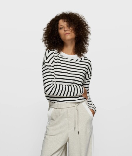 N.Y.A. | 10Days Longsleeve Langarm mit Streifen weiß schwarz XL