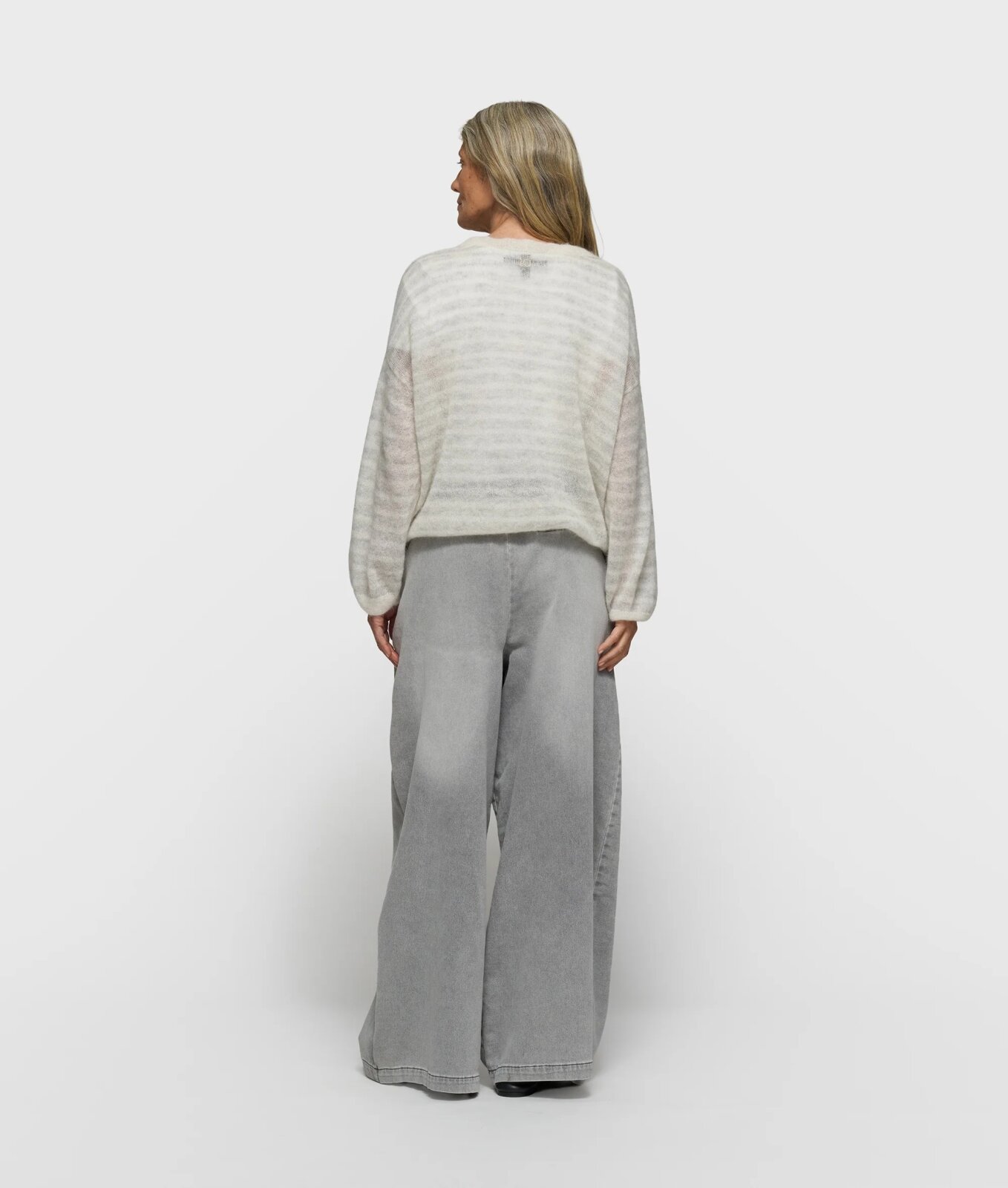N.Y.A. | 10Days Hose mit weitem Bein grau denim mit Gürtel