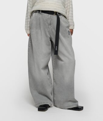 N.Y.A. | 10Days Hose mit weitem Bein grau denim mit Gürtel S